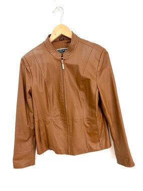 Vintage Y2K - Guillaume - Camel Moto Leather Jacket - Small